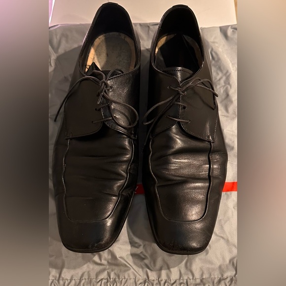 416. Men’s Prada Vintage Black Leather Oxford Lace-up Dress Shoe with Dust Bag - Picture 7 of 16